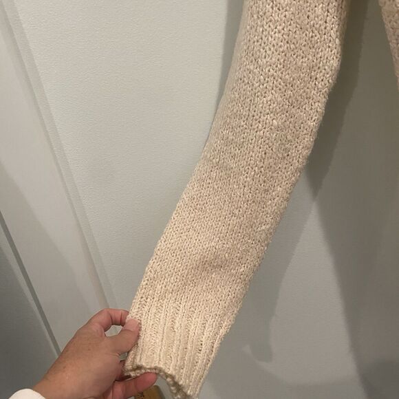 Calvin‎ Klein Sweater Women M Cream Fisherman Cable Oversized Scoop Neck Chunky - Picture 6 of 14